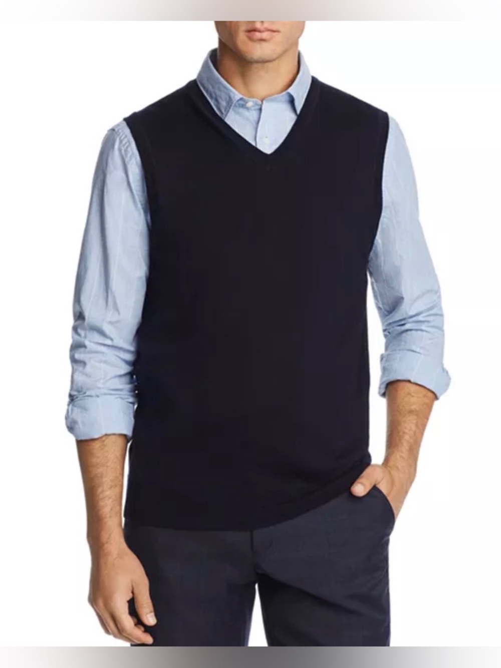 J. Crew Merino Wool V-Neck Sweater Tank in Navy